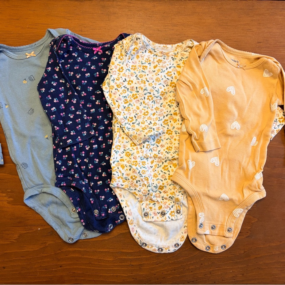 Floral and Heart Print Kids One Pieces Set